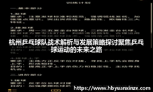 杭州乒乓球队战术解析与发展策略探讨聚焦乒乓球运动的未来之路